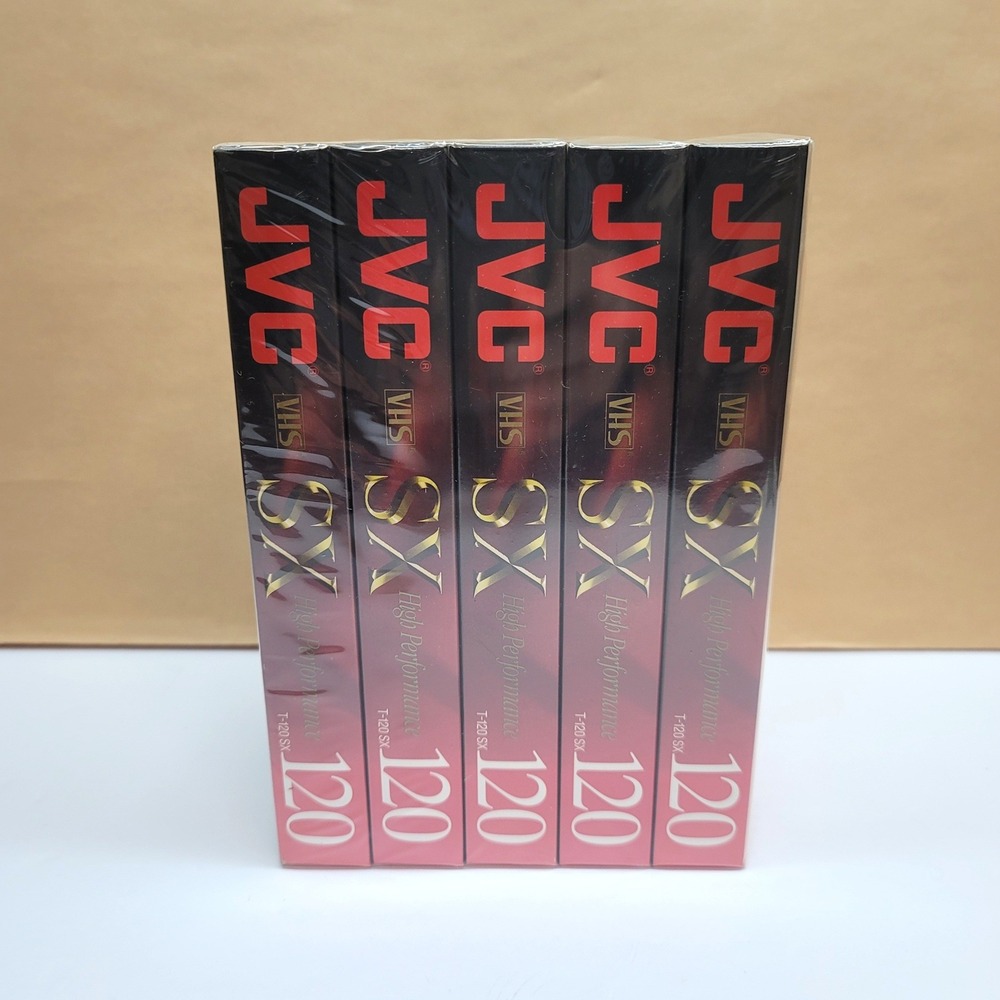 JVC SX 120 High Performance VHS Video Cassette Tapes T-120 Sealed 5-Pack